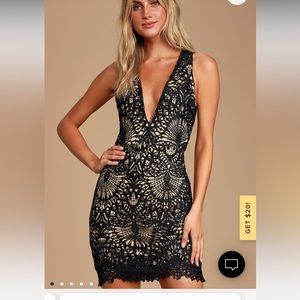 Lulus NWOT truly beloved black lace bodycon dress